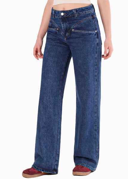 Jean wide leg tiro alto detalle cadera - LYRATA